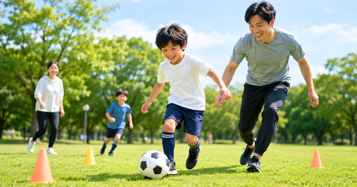 親子で楽しむドリブル鬼ごっこ