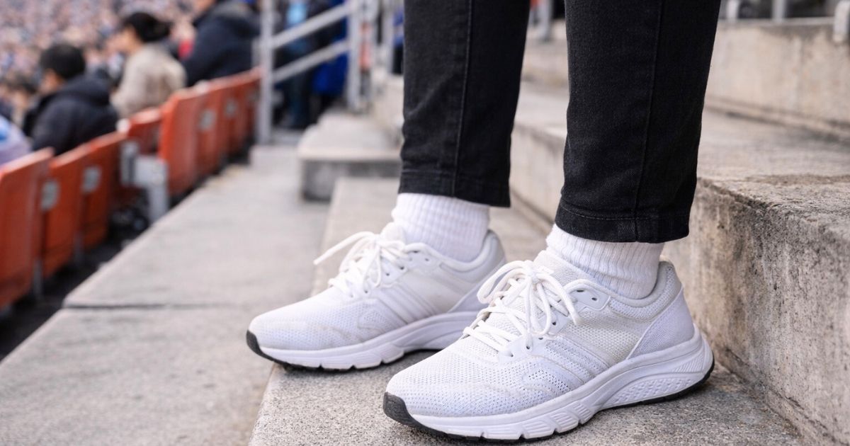 スタジアム観戦の服装と足元はスニーカー