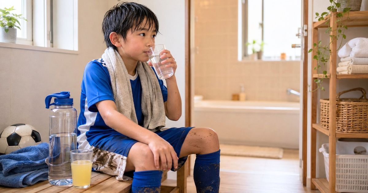 風呂前後の水分補給で脱水を防ぐ