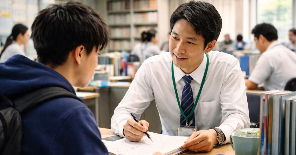 昌平高校の推薦入試について相談する中学生のイメージ