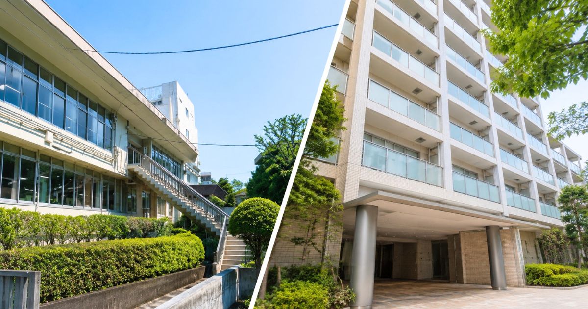 国士舘大学の鶴川合宿寮と鶴川厚生寮の違いをイメージした2つの学生寮建物