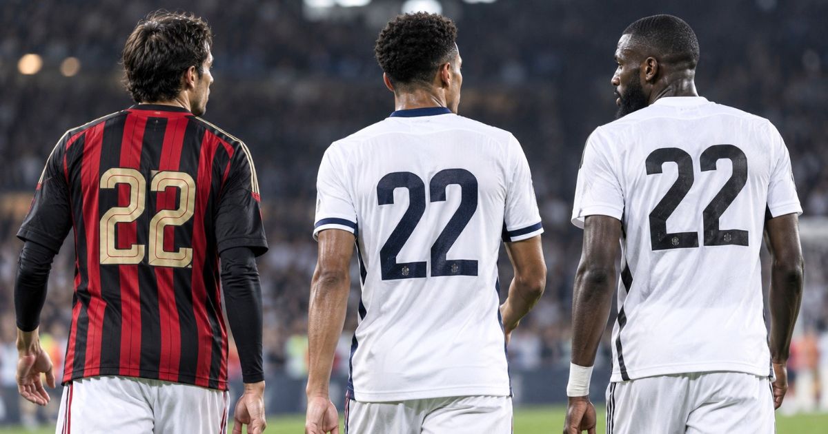 背番号22を着けた海外の有名サッカー選手3人をイメージした後ろ姿